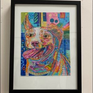 Hand Made Color Pencil Abstract Dog Drawing Wall Art